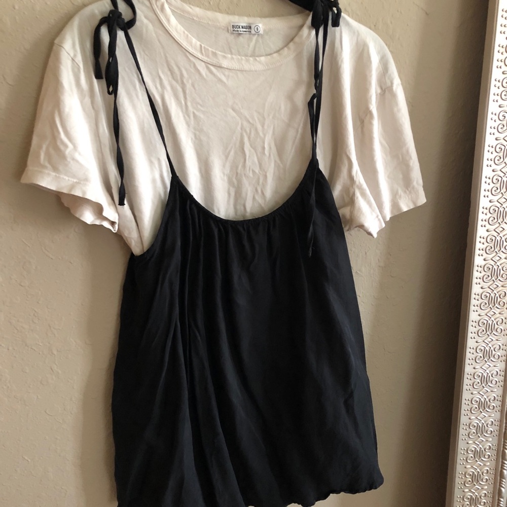 Black mini skirt with shoulder ties